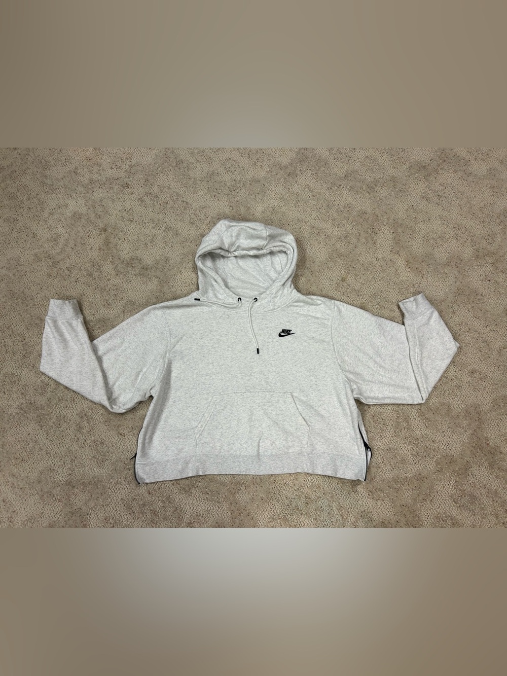 Nike Womens Heather Gray Pullover Hoodie with Black Swoosh 1X
